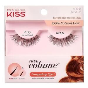 KISS True Volume, False Eyelashes, Ritzy, 14 mm, Black, 1 Pair
